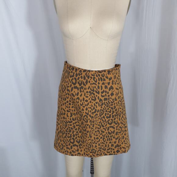 Mother 'The Side Splitter' Mini Brown Denim Skirt Size 28 - Picture 2 of 5